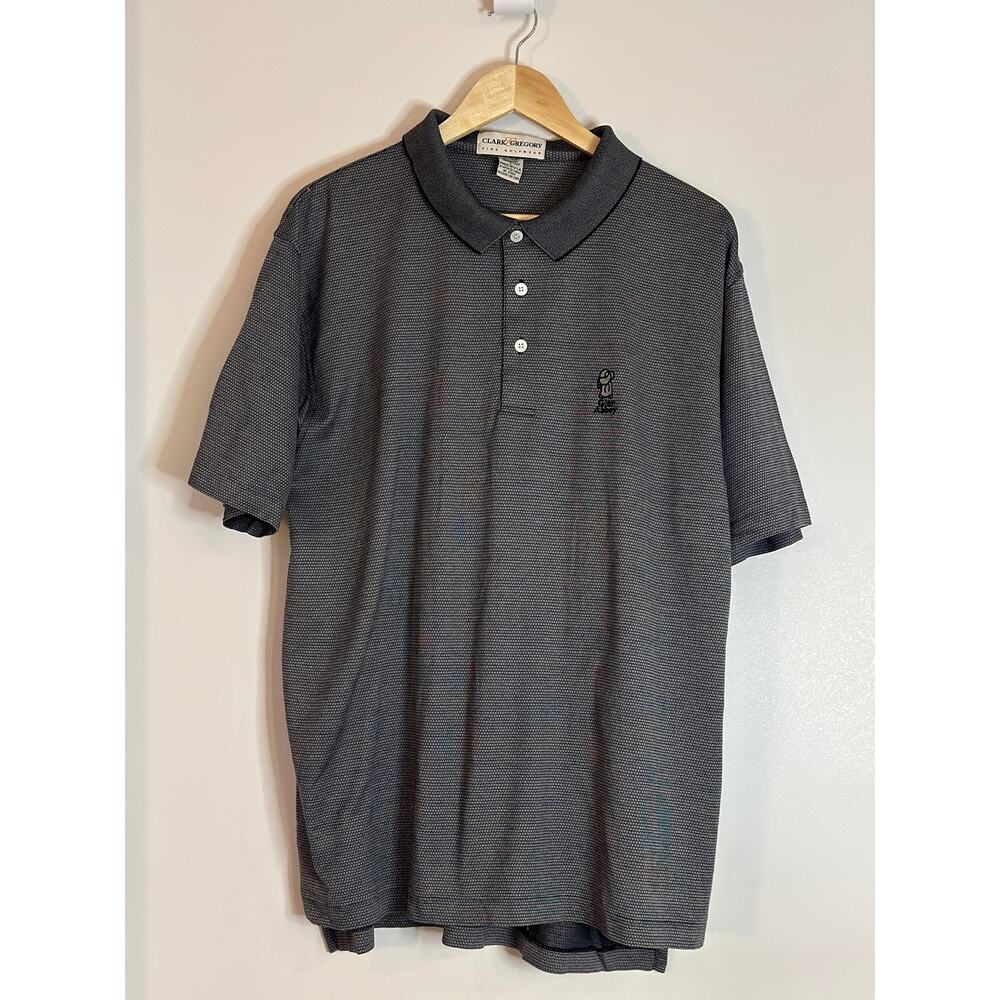 Vintage Clark & Gregory Fine Golfwear Made in USA Large Gray Golf Polo Shirt Top